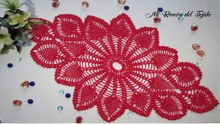 CENTRO DE MESA CROCHET PIÑAS OVALADO Tutorial Paso a paso 1 de 2  OVAL PINEAPPLES CROCHET DOILY [upl. by Notwal]