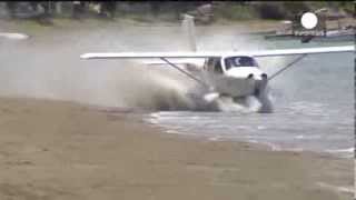 Double trouble Light plane crashes twice on New Zealand beach [upl. by Nahseez]