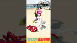 GTA V Hulk Chainsaw Man Saves Spider Man Iron Man from Beeruss Team shorts [upl. by Areik979]