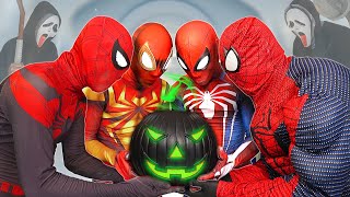 SUPERHEROs Story  All RED SPIDERMAN vs MYSTERY PUMPKIN [upl. by Orutra920]