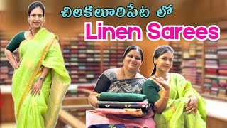 మంచి మంచి LINEN SAREES తక్కువ BUDGET లోswapnavaitla youtube foryou saree [upl. by Yerggoeg]