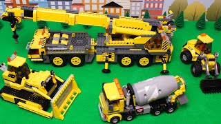 Lego Bulldozer Concrete Mixer Dump Truck Crane Tractors and experemetal cars and trucks for Kids [upl. by Ledeen441]