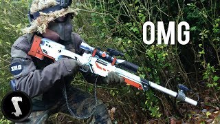 Guy Brings Airsoft AWP Asiimov and QUICKSCOPES PLAYERS [upl. by Isayg391]