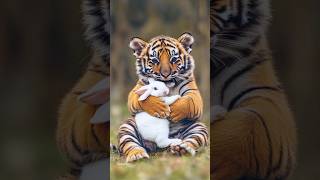 Tiger in Rabbit Love 😘 ytshorts facts indianshorts [upl. by Aneles]