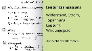 Leistungsanpassung berechnen  Bedingung Ausgangsleistung Wirkungsgrad [upl. by Kries]