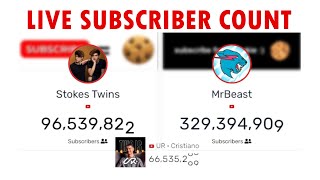 Stokes Twins vs MrBeast vs Ronaldo vs TSeries 🚀📊 Live Sub Count Battle shorts [upl. by Beitnes790]