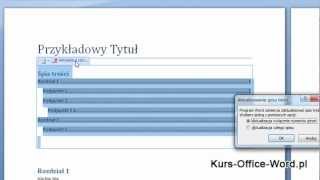 Kurs Word 2007 Jak zrobić automatyczny spis treści [upl. by Alad80]