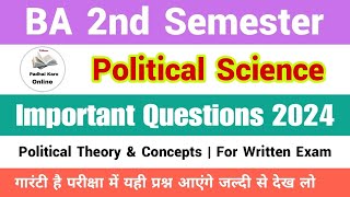 ba 2nd semester political science important questions 2024  political theory and concepts [upl. by Atteloc97]