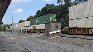 Norfolk Southern 4672 leads an intermodal at Lewistown PA 08272024 [upl. by Rowley144]