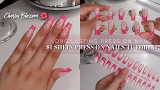 1 SHEIN PRESS ON NAILS TUTORIAL AT HOME 🌺  LONG LASTING PRESS ON NAILS  Affordable Nails AT HOME [upl. by Willumsen]