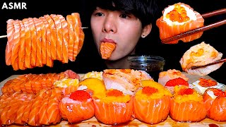 ASMR SALMON SUSHI  SASHIMI SUSHI PLATTER Eating Sound  MAR ASMR [upl. by Relda]