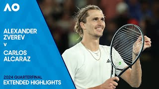 Alexander Zverev v Carlos Alcaraz Extended Highlights  Australian Open 2024 Quarterfinal [upl. by Nerua802]