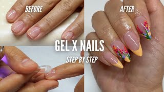 HOW TO DO GEL X NAILS LIKE A PRO  Gel X Nail Tutorial  Spring Floral Nail Art [upl. by Ninaj]