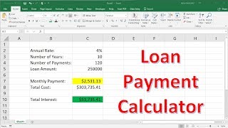 How To Calculate Loan Payments Using The PMT Function In Excel [upl. by Ynnob]