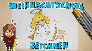 Weihnachtsengel einfach malen für Kinder  ab 10 Jahren  Malen mit Evi  deutsch [upl. by Iramat]