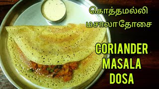 kothamalli masala dosa  கொத்தமல்லி மசாலா தோசை coriander masala dosa  malli dosa  masala dosa [upl. by Hank715]