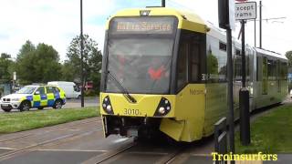 Crashed Manchester Metrolink M5000 Tram No 3010 in Audenshaw on 080716  HD [upl. by Leamse966]