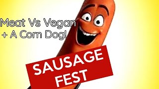 Sausage Fest  Vegan vs Meat plus a Corn dog  5 sausages reviewed whilst drinking beer Mukbang [upl. by Nnylyrehc]