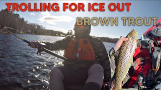 Trolling for Ice out Brown Trout Maine [upl. by Botzow]