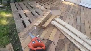 Creative DIY Garden How to create beautiful patio decking using free pallet wood Part 1 [upl. by Ived]