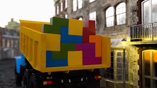 TETRIS ON THE DUMP TRUCK  SOFTBODY TETRIS  SATISFYING amp RELAXING [upl. by Prissy]