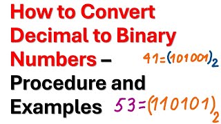 How to Convert Decimal to Binary Numbers  Procedure with Worked Examples [upl. by Ellennaj815]