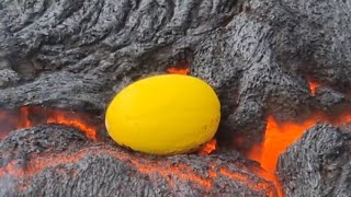 How hot is the lava Lava and Melon Experiment at Iceland Volcano 200521 [upl. by Harriett]