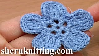 Crochet 5Petal Flat Flower Complex Stitches Part 1 of 2 [upl. by Lavinia]