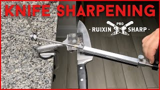 Sharpening a Kitchen Knife w Ruixin Pro Sharp Knife Sharpener [upl. by Narhem]