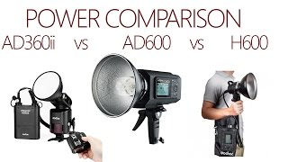 Godox AD360ii vs AD600 vs H600 Power comparison Metered test results [upl. by Rosy]