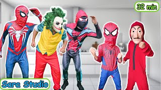 Super Spy SpiderMan Kid  TEAM SPIDERMAN vs BAD GUY JOKER  LIVE ACTION  MORE [upl. by Haughay]