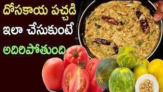 దోసకాయ పచ్చడి తయారీ  Dosakaya Tomato Pachadi  Yellow Cucumber Chutney [upl. by Karoline]