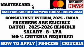 MASTERCARD OFFCAMPUS HIRING DRIVE 2024  ANY GRADUATE CAN APPLY  NO  CRITERIA  MUST APPLY [upl. by Rochell692]