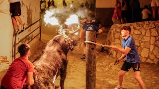 Toros segunda noche Barrio SANT PERE  Toro de calle [upl. by Aihsenat872]