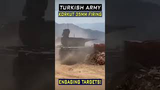 Korkut 35mm Self Propelled Anti Aircraft Gun in Action militarytechnology [upl. by Millda]