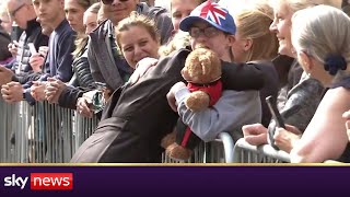 Countess of Wessex hugs young mourner in Manchester [upl. by Ahsiruam]