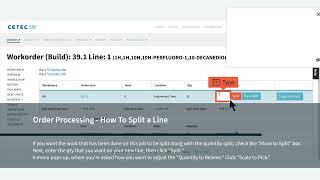 Order Processing in Cetec ERP  How To Split a Line [upl. by Anelav]