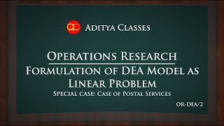 DEA2  Data Envelopment Analysis  Formulation of DEA as a Linear Problem [upl. by Bough]