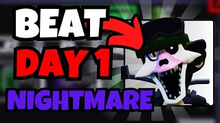 HOW TO BEAT DAY 1 NIGHTMARE INSANE XP METHOD   Five Nights TD [upl. by Maurita]