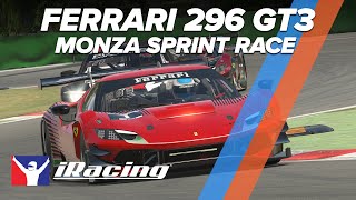 iRacing Gameplay Ferrari 296 GT3 Sprint Race at Monza [upl. by Vange]