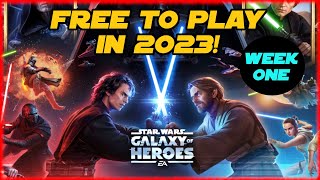 ONE WEEK UPDATE  SWGOH Free to Play Farming in 2023 Star Wars Galaxy of Heroes [upl. by Ezarra382]