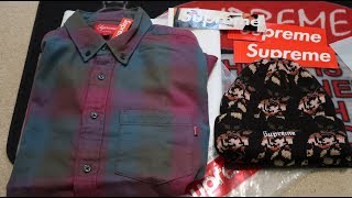 Supreme FW18 Week 9 PickupUnboxing Shadow Plaid Flannel Shirt Rose Jacquard Beanie [upl. by Loux]