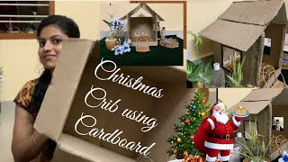 How to Make Christmas Crib Using Cardboard DIY Easy ChristmasCrib at Home Pulkoodu making [upl. by Einnaej]