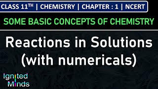 Class 11th Chemistry  Reactions in Solutions with numericals  Chapter 1 [upl. by Uv508]