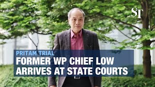 ExWorkers Party chief Low Thia Khiang arrives at State Courts for Pritam Singh trial [upl. by Enytnoel]