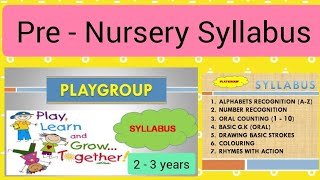 Playgroup SYLLABUS 23 age  All Subjects [upl. by Allana864]