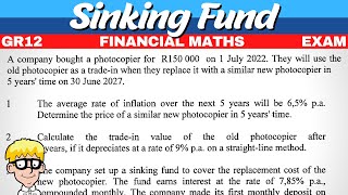 Sinking Fund Grade 12 Exam Question [upl. by Immas]