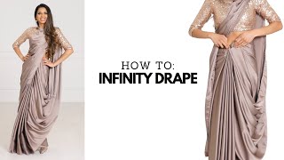 Infinity Drape with Satin Silk Saree  laxmi saree draping  saree new trends  Tia Bhuva [upl. by Tiffanie]