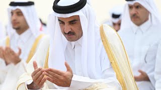 10 April 2024  Sheikh Tamim Emir of Qatar performed Eid ul Fitr prayer [upl. by Angadresma]