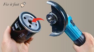 Why isnt this patented🔥 Insert an oil filter into the angle grinder [upl. by Ahsino]